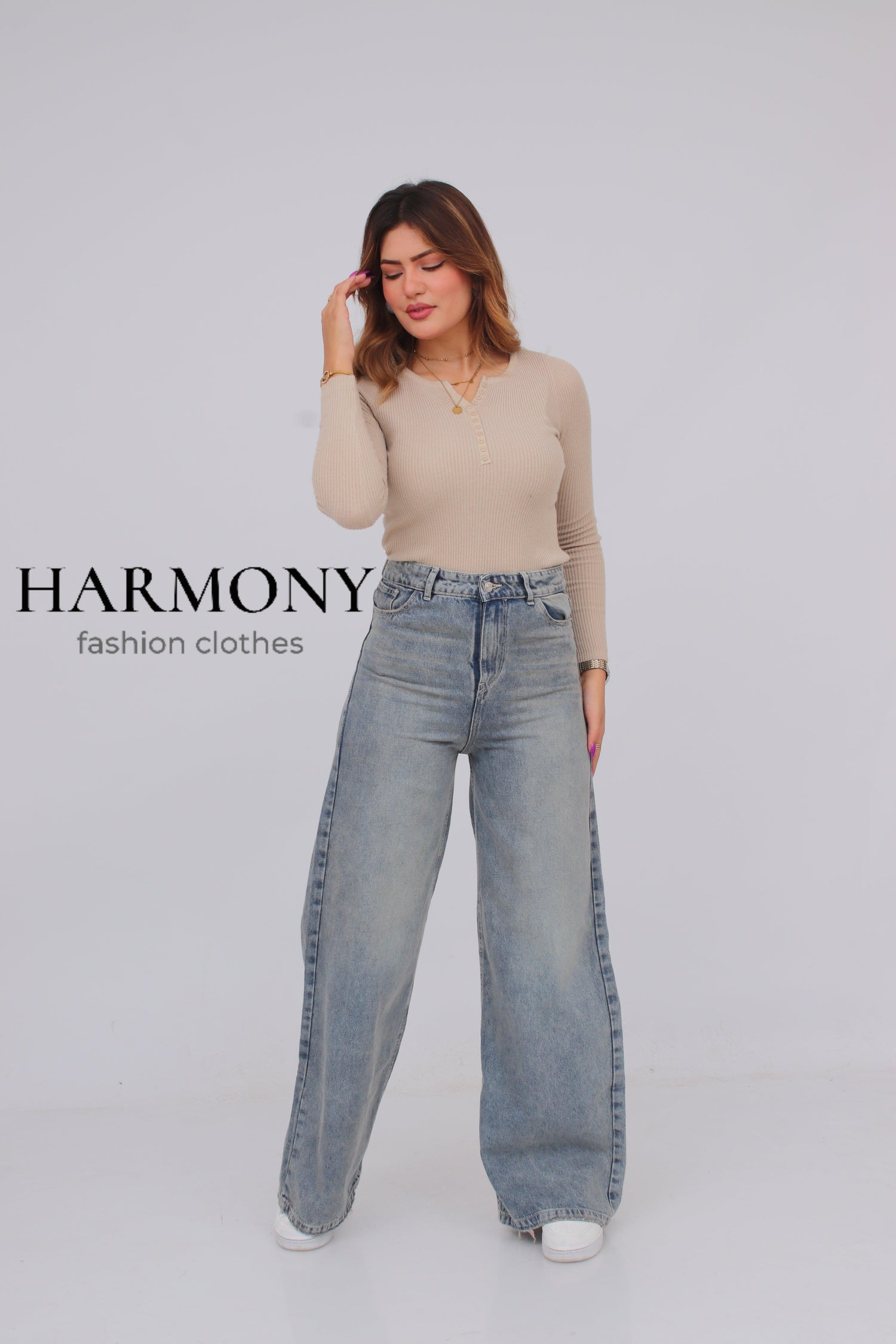 Wide leg jeans - HARMONY fashion clothes